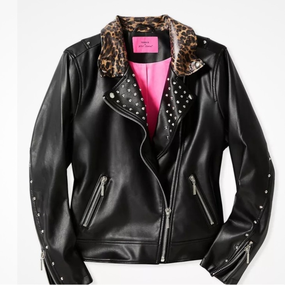 Black pleather moto jacket